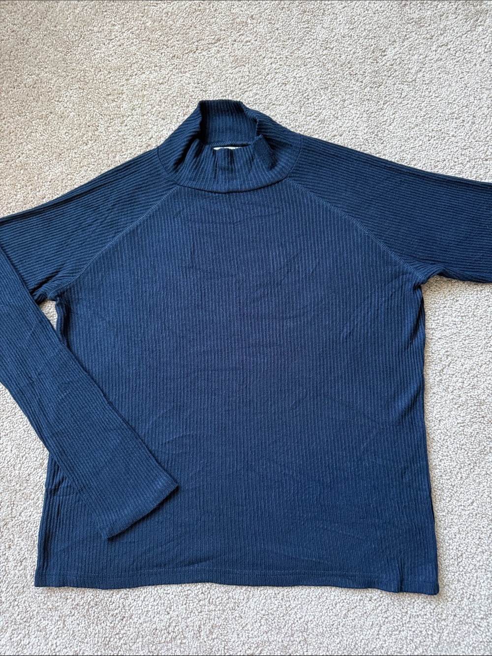 Mersea Ribbed Navy Mock Neck Long Sleeve Thermal Shirt